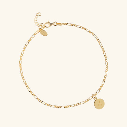 Zodiac Sign Figaro Chain Anklet Gold